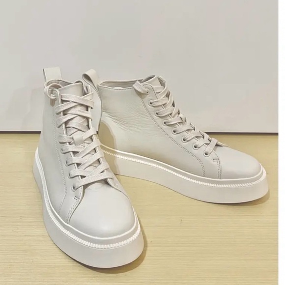 COS Women's Cream High-Top Sneakers / boots size 7 - Picture 3 of 9